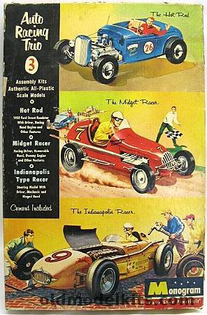 Monogram 1/24 Auto Racing Trio Gift Set - The Hot Rod-The Midget Racer-The Indianapolis Racer, MGP8-298 plastic model kit